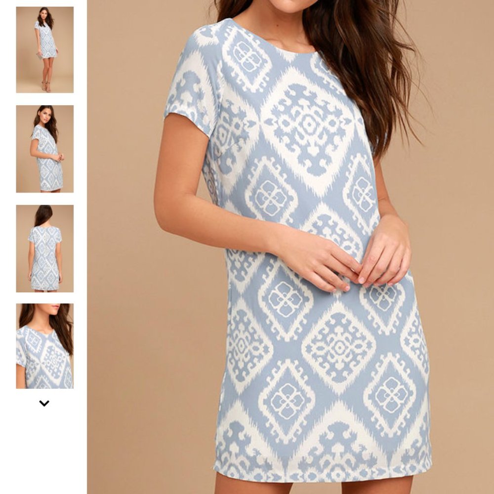 Light Blue Print Shift Dress